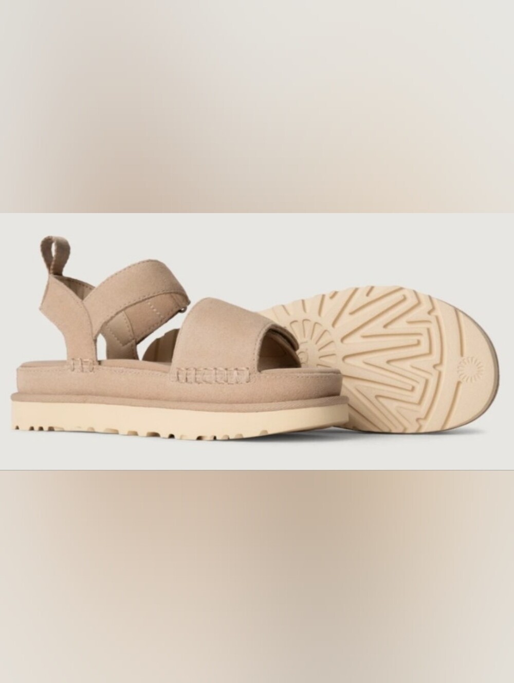 UGG® Goldenstar Platform Sand Velvet Sandals Size 5 MSRP $120